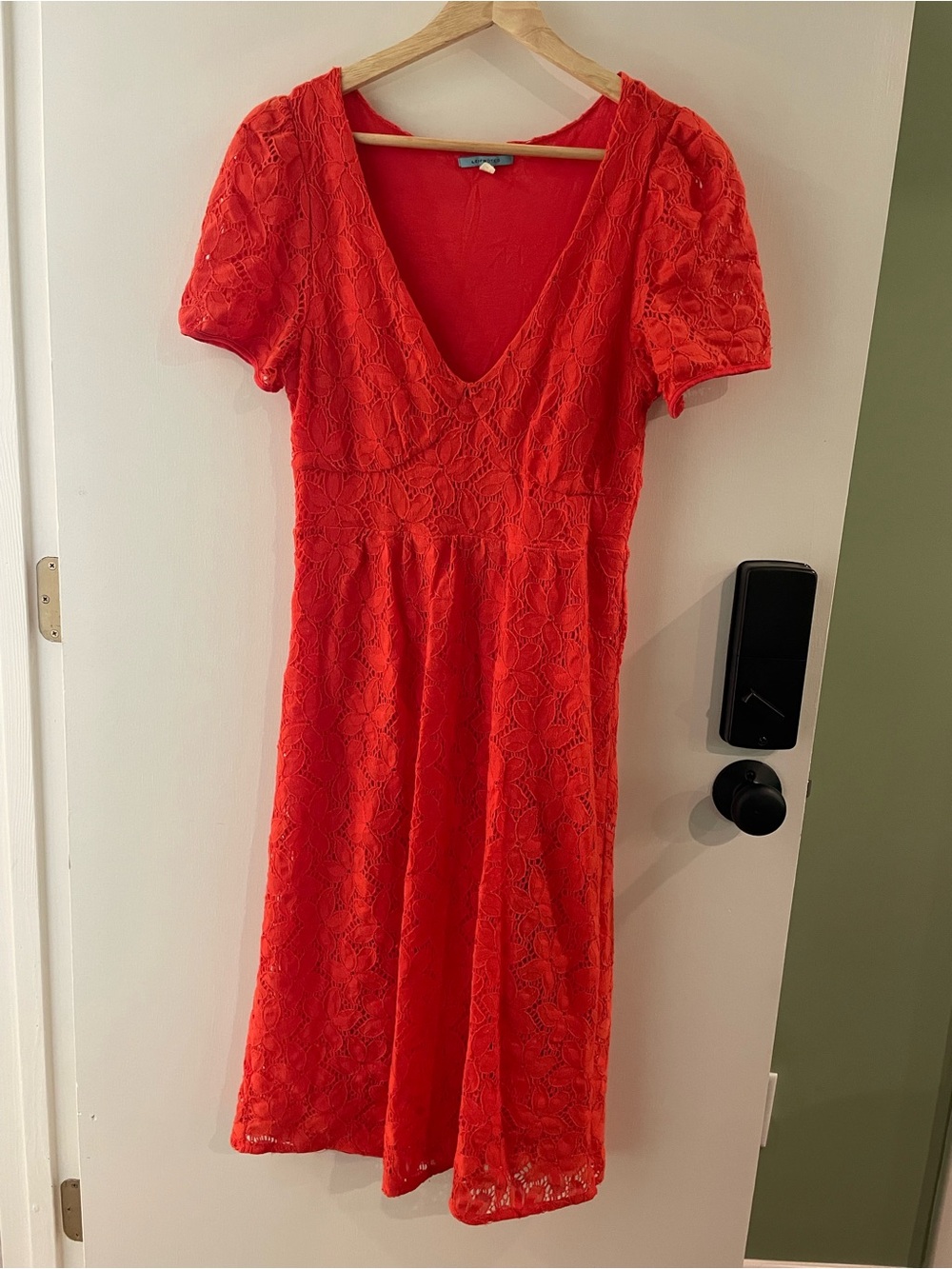 LeifNotes Red Lace V-Neck Women's Dress size XS